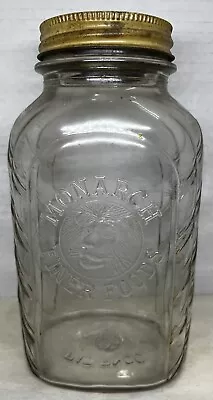 Vintage Advertising Monarch Finer Foods Coffee Glass Jar Canister Lion • $29.99