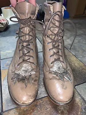 LAREDO Vintage Granny Roper Leather Boots Feather Western Kiltie Womens Size 8 • $50