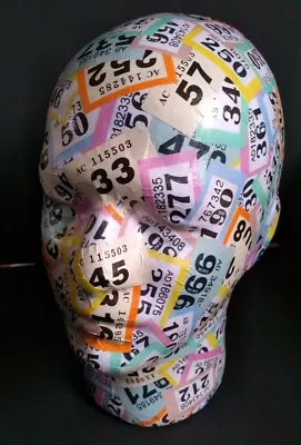 £16.50 • Buy HANDMADE MALE FUNKY DECOUPAGE -  DECOPATCH HEAD ORNAMENT - UNIQUE  27x16x21cm