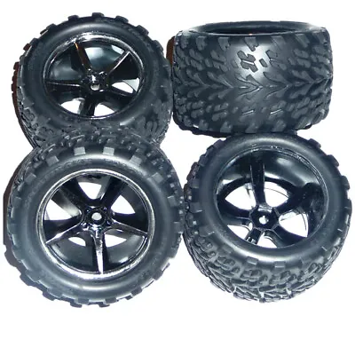 Traxxas 1/16 E-Revo VXL * 4 TALON TIRES INSERTS & BLACK CHROME GEMINI WHEELS * • $37.90