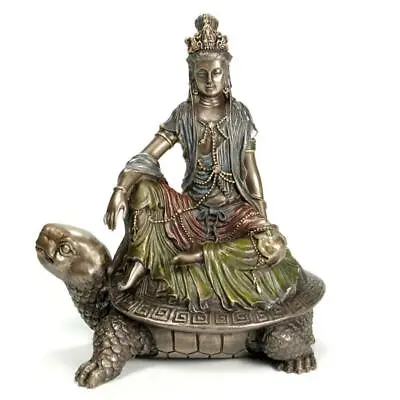 $64.95 • Buy KWAN YIN ON TORTOISE STATUE 6  Goddess Bronze Resin Water Moon Quan Yin Journey