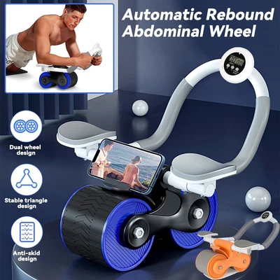 Abdominal Wheel Automatic Rebound Elbow Support Anti-Slip Fitness AB Roller Trai • £9.99