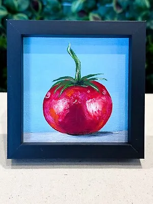 Tomato Oil Painting- Original Deep FRAMED Sale Fruit Vegetable Art Kitchen Decor • £60