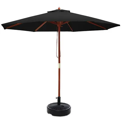 $91.95 • Buy Instahut Outdoor Umbrella Pole Umbrellas 2.7M W/ Base Garden Stand Deck Black
