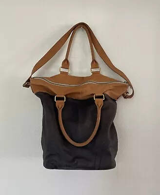 Large COUNTRY ROAD Black Brown Leather Tote/Cross Body/Shoulder Bag / Travel Bag • $110