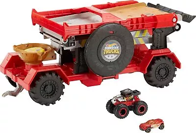 Hot Wheels Monster Trucks Down Hill Race & Go Playset W/ 1:64 Bone Shaker Truck • $55.49