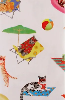 Beach Cats Vinyl Flannel Back Tablecloth - 60  X 102  & 60  X 120  Oblong • $19.95