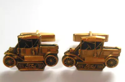 Vintage Gold-tone Ford Car Cuff Links 1914-1964 Pat. Pending • $30