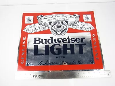 Extra Large Budweiser Light Beer Label Sticker - 17 X13.5” - Vintage - Original • $14.99