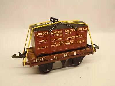 Hornby Tinplate LMS Flat Wagon 219493 With LNER Box (O Gauge) Unboxed • £20