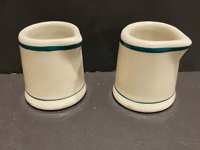 Vintage Restaurant Ware Mini 2” Creamers Green Stripe Set Of 2 • $20