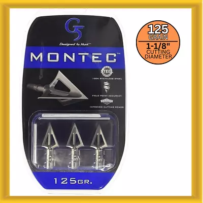 G5 Outdoors 612 Montec Crossbow Fixed 125 Grain (3 Broadheads Per Pack) NEW • $39.95