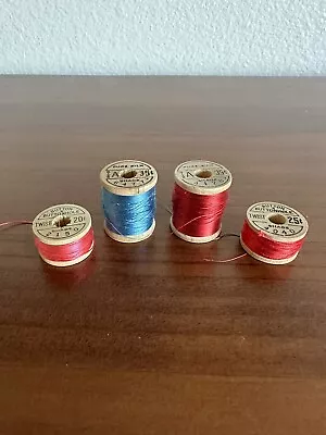 Lot Of 4 Vintage Wood Spools Belding Corticelli Silk Thread 2150 4040 4120 6477 • $17