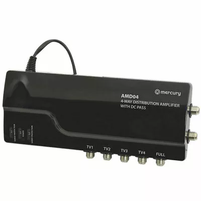 4 Way 4G Ready VHF UHF TV Aerial Distribution Powered Amplifier & DC By-Pass • £32.29