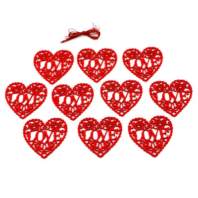  20 Pcs Wooden Love Ornaments Traditional Wedding Decoration Heart-shaped • £9.28