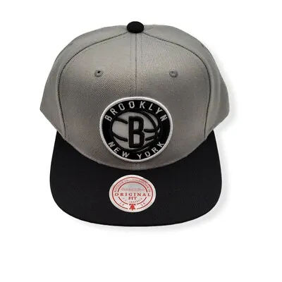 Mitchell & Ness Brooklyn Nets Core Basic Grey/Black Adjustable Snapback Hat Cap • $34.99