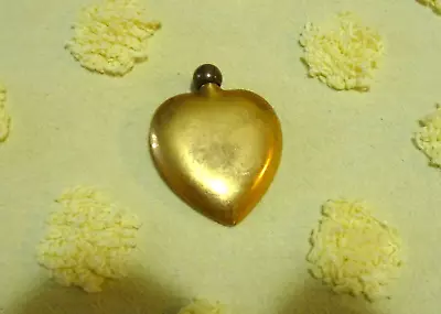 Vintage Gold Tone Metal Heart Shaped Perfume Bottle/w Applicator • $40