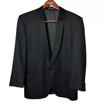 Versace V2 Men's Black Dot 2 Button Tuxedo Suit Jacket Blazer Size 37 • $237.45