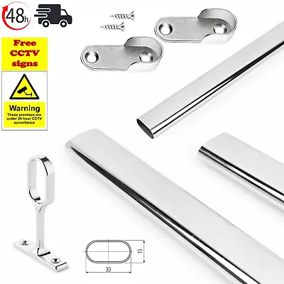 OVAL HANGING ROD/POLE WARDROBE RAIL CHROME 300mm - 2500mm  FREE FITTINGS & CUT  • £25.66