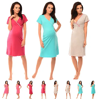 Purpless Maternity 2in1 Pregnancy And Nursing V-Neck Nightdress Nightwear 1055n • £14.99