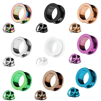 1 Pair Colorful Surgical Steel Silver Gold Screw Flesh Tunnel Ear Plug Stretcher • $3.69