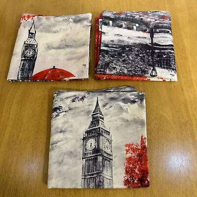 Set Of 3 London Print Cushion Covers 18  X 18  Unused  • £12