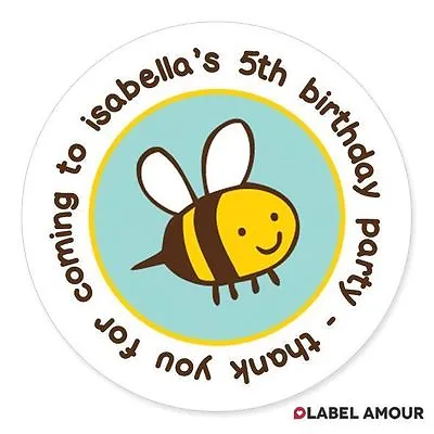 PERSONALISED Birthday Party Bags Favour Age Stickers Labels | Busy Bee • £2.79