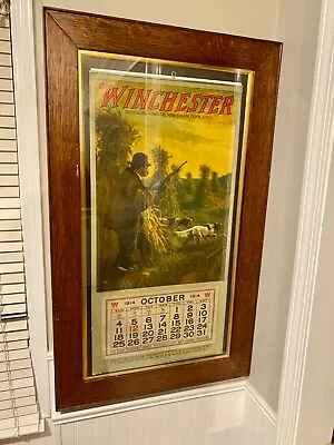 Original 1915 Winchester  Advertising Hunting Calendar Poster Dog Bird Shell Box • $8500