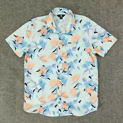 Volcom Men's LG Blue  Warbler  Tropical Print Short Sleeve Button-Up Shirt • $14.99