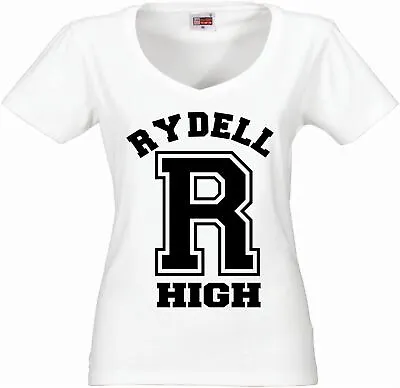 Womens Rydell High V-Neck T-Shirt - Funny T Shirt Retro Grease Musical Cool Love • £12.99