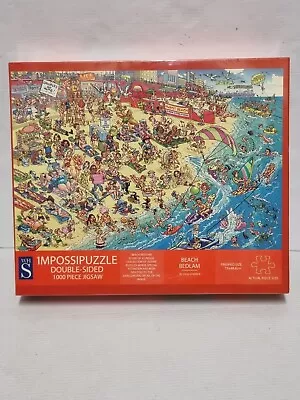 WH Smith Beach Bedlam Impossipuzzle Double Sided 1000 Piece Jigsaw • £8
