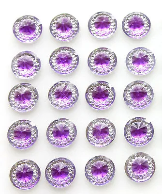 £3.30 • Buy 40 Self Adhesive Round Shaped Amethyst Resin Diamante Rhinestone Gems 12 Mm 