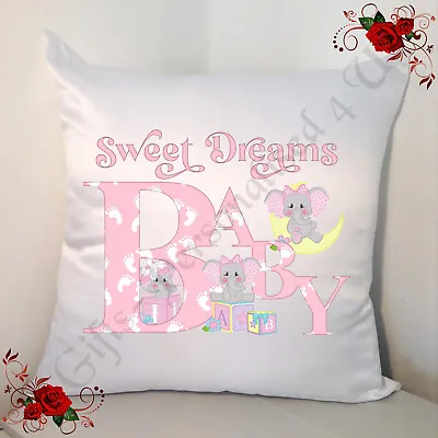 Designed 18  Cushion - Sweet Dreams - Baby / Newborn - Elephants - Design 1 • £15.99