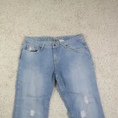 Mudd Jeans Womens Size 15 Blue Denim Distressed Light Wash Mid Rise Bootcut • $7.56