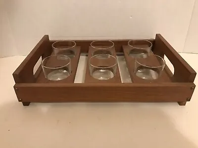 Vintage Scandinavian Design Teak Swivel Drink Holder W/glasses Denmark • $44.95