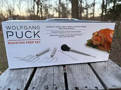 NEW Wolfgang Puck ROASTING PREP SET In Box Turkey Lifters Baster Infusion Brush • $23.95