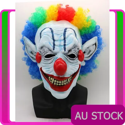 Mens Sinister Mr Mister Horror Creepy Clown Killer Halloween Costume Mask + Wig • $31.99