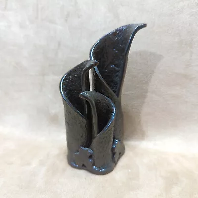 Vintage Stunning Dark Brown Vase Studio Art Pottery Unusual  Abstract Handmade • £31.63
