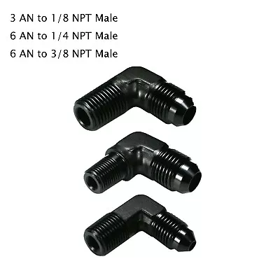 Fitting Adapter 90 Degree 3AN To 1/8 NPT / 6 AN To 1/4 / 6 AN To 3/8 Male • $6.61