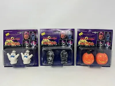 3 Vintage Halloween Candle Lot NOS Packaging Has Wear Pumpkin Ghost Graves • $18