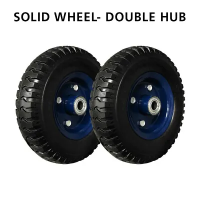 2x 8 2.50-4 Solid Trolley Wheel  Puncture Proof Tyre Double Hub 16/20mm Bore • $38.99