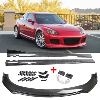 For Mazda RX8 Carbon Fiber Front Bumper Lip Spoiler Body Kit &87  Side Skirt • $159.99