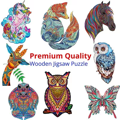 $16.97 • Buy Wooden Jigsaw Puzzles Unique Animal Shape Adult Kids Toy Home Office Decor Gifts