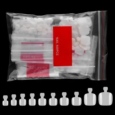 500Pcs False Toe Nails Nail Art Set Full Coverage Tips Clear Natural Extension • £3.99