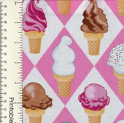 Ice Cream Fabric Michael Miller What's The Scoop FQ OOP Rare #2 • $6.99