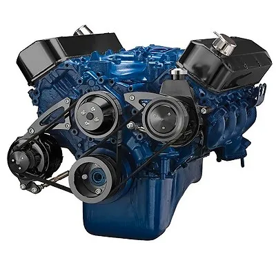 Black Big Block Ford Serpentine Pulley Conversion Kit Power Steering 429 460 BBF • $588