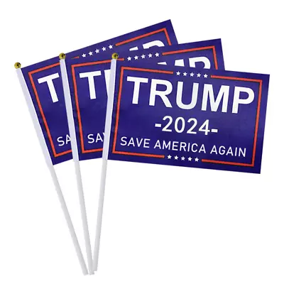 Donald Trump 2024 Small Flags Reelect USA President Save America Again Mini Hand • $10.82