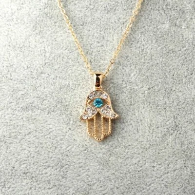 $6.38 • Buy Turkish Crystal Evil Eye Hand Hamsa Pendant Women Necklace Chain