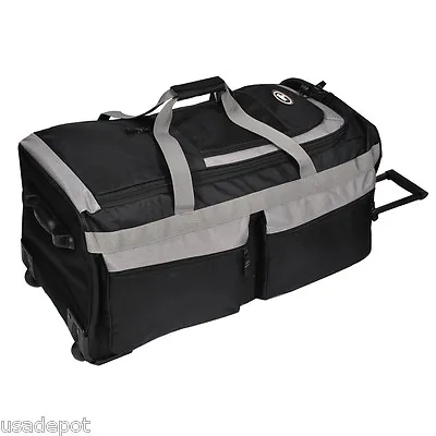 Large 29-inch Black/Grey Rolling Upright Duffle Bag Luggage Suitecase • $79.99