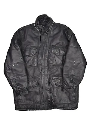 Wilsons Leather Chore Coat Mens L Tall Black Full Zip Utility Pockets Barn • $68.94